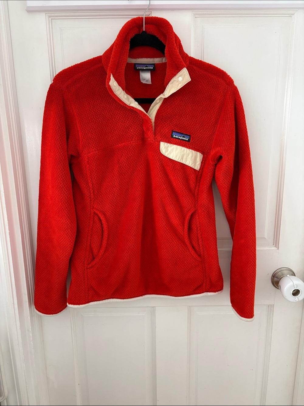 Patagonia Women's Red Fleece Cowl with Cream Trim